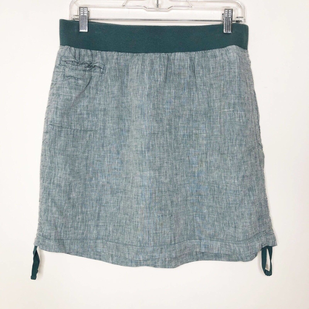 Toad & Co Lina Adjustable 100% Linen Elastic Waist Skirt in Hydro size Medium